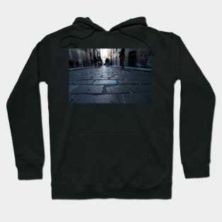 Background abstract street scene of people walking away taken in  Hosier Lane Hoodie